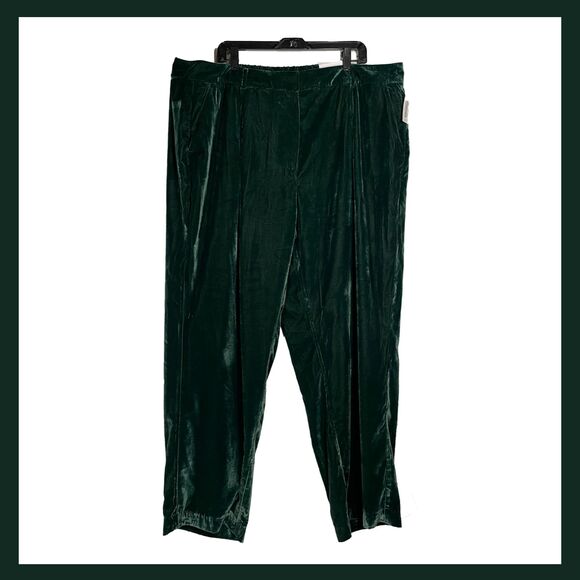 NWT Old Navy Green Velvet Taylor Wide Leg Pants High Rise Trousers Womens 2X - Picture 1 of 16